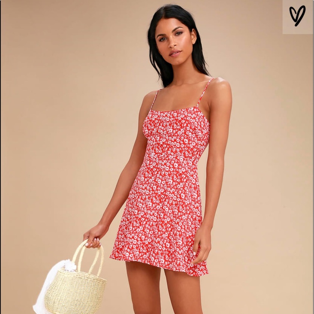 Lulu's Keep On Growing Floral Tieback Skater Dress